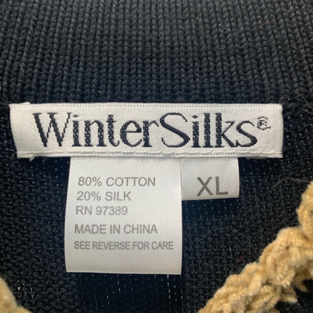 WinterSilks Black and Red Cardigan with Blue Accents - Picture 2 of 4